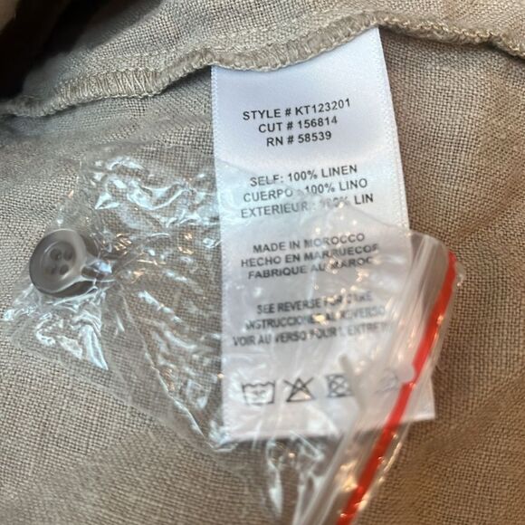 Nwt Kut from the kloth linen tan( stone) shirt 100% linen. - Picture 5 of 6